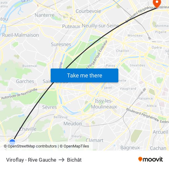 Viroflay - Rive Gauche to Bichât map