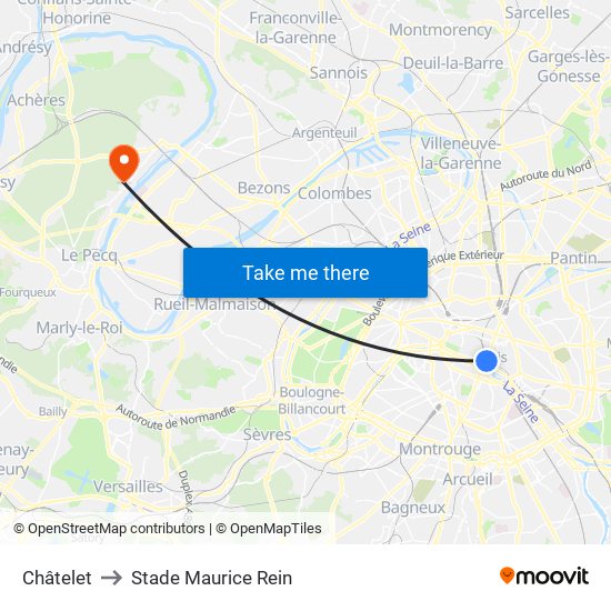 Châtelet to Stade Maurice Rein map