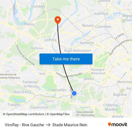 Viroflay - Rive Gauche to Stade Maurice Rein map