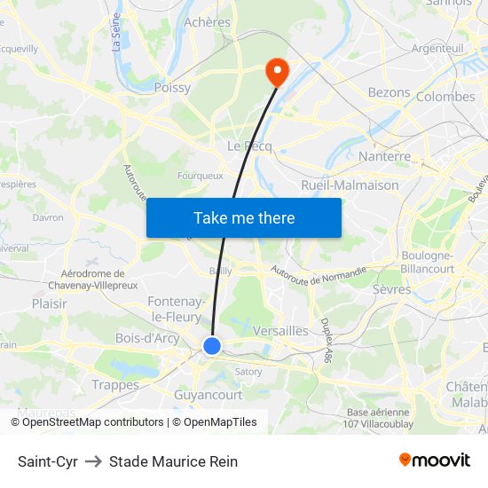 Saint-Cyr to Stade Maurice Rein map