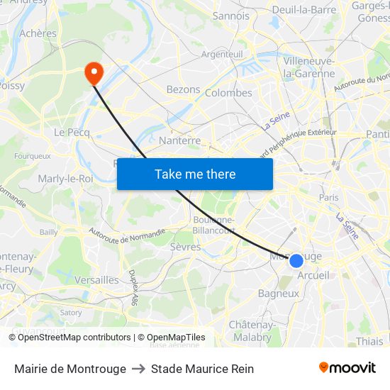 Mairie de Montrouge to Stade Maurice Rein map