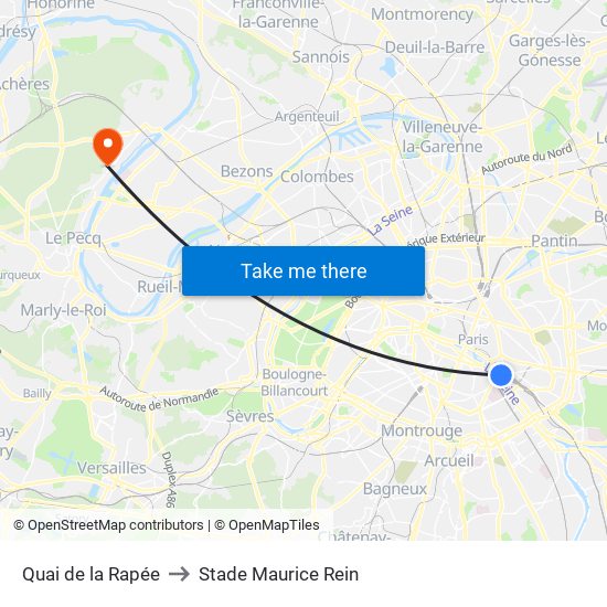 Quai de la Rapée to Stade Maurice Rein map