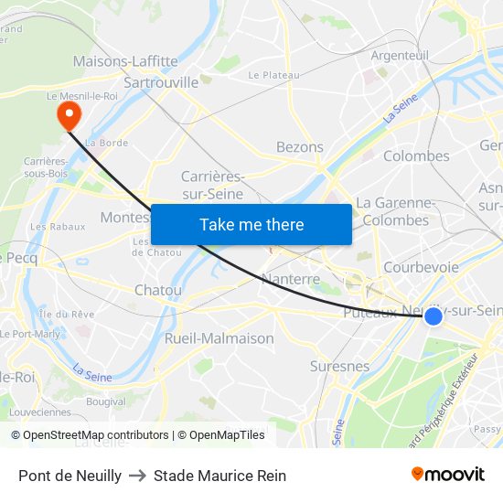 Pont de Neuilly to Stade Maurice Rein map