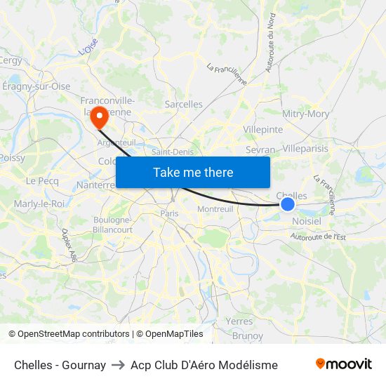 Chelles - Gournay to Acp Club D'Aéro Modélisme map