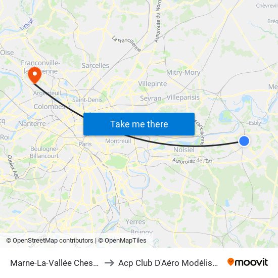 Marne-La-Vallée Chessy to Acp Club D'Aéro Modélisme map
