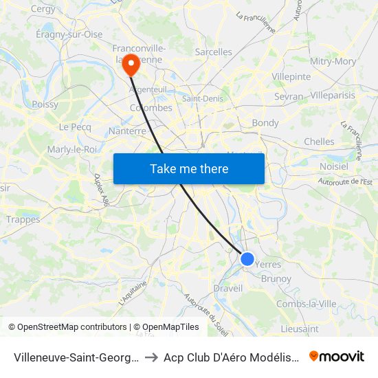 Villeneuve-Saint-Georges to Acp Club D'Aéro Modélisme map