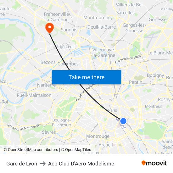 Gare de Lyon to Acp Club D'Aéro Modélisme map
