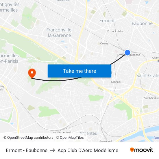 Ermont - Eaubonne to Acp Club D'Aéro Modélisme map
