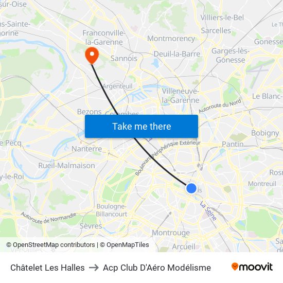 Châtelet Les Halles to Acp Club D'Aéro Modélisme map