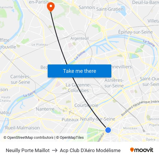 Neuilly Porte Maillot to Acp Club D'Aéro Modélisme map