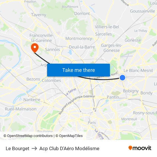 Le Bourget to Acp Club D'Aéro Modélisme map