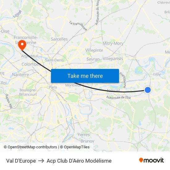 Val D'Europe to Acp Club D'Aéro Modélisme map