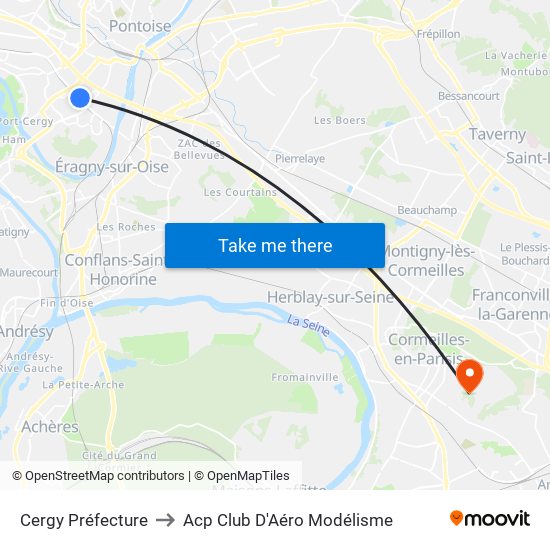 Cergy Préfecture to Acp Club D'Aéro Modélisme map
