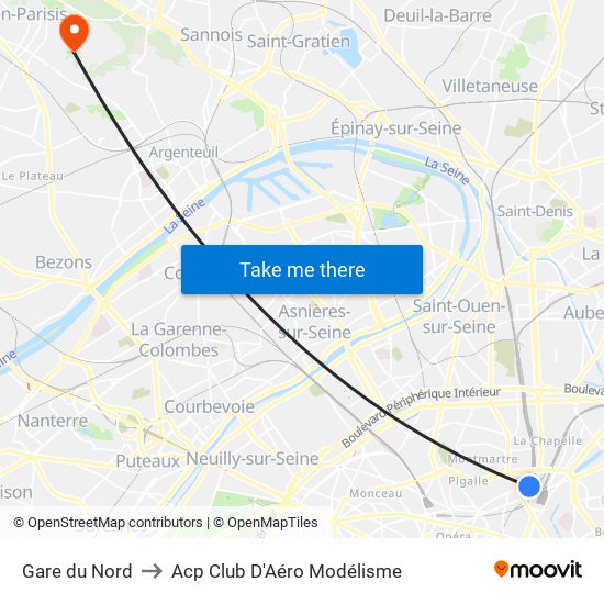 Gare du Nord to Acp Club D'Aéro Modélisme map