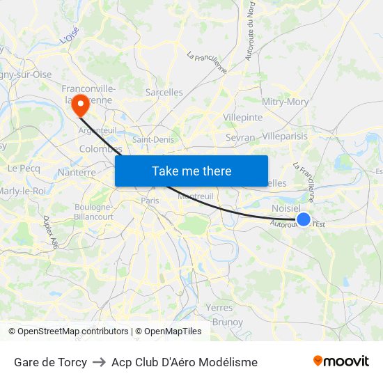 Gare de Torcy to Acp Club D'Aéro Modélisme map