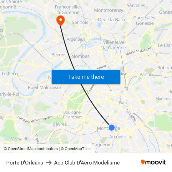 Porte D'Orléans to Acp Club D'Aéro Modélisme map