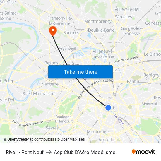Rivoli - Pont Neuf to Acp Club D'Aéro Modélisme map