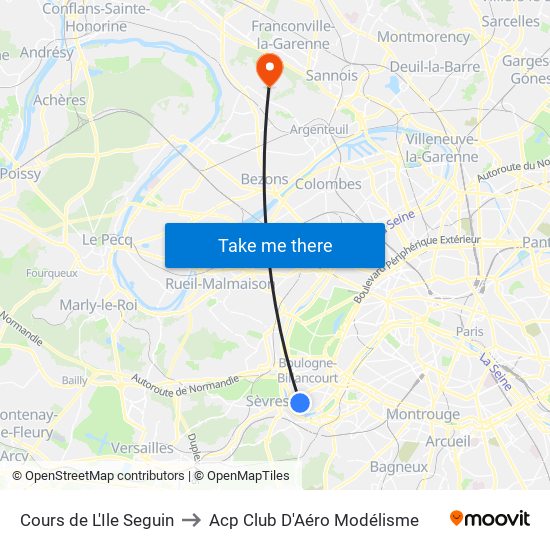 Cours de L'Ile Seguin to Acp Club D'Aéro Modélisme map