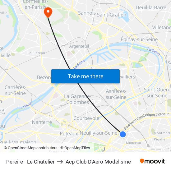 Pereire - Le Chatelier to Acp Club D'Aéro Modélisme map