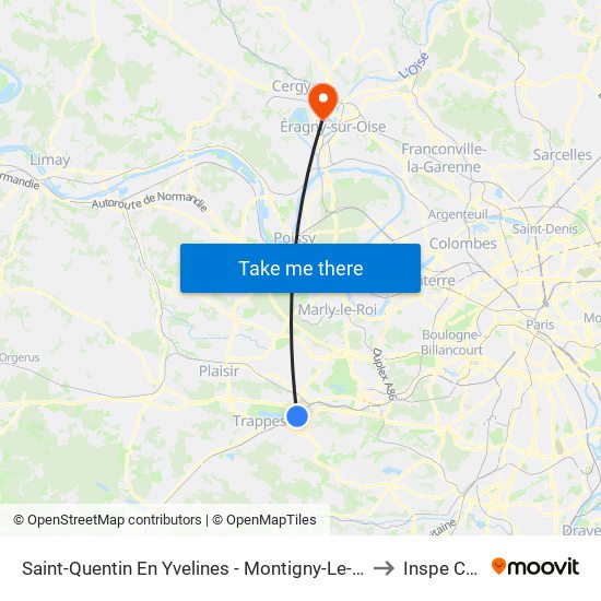 Saint-Quentin En Yvelines - Montigny-Le-Bretonneux to Inspe Cergy map