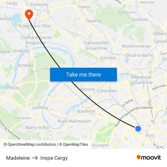 Madeleine to Inspe Cergy map