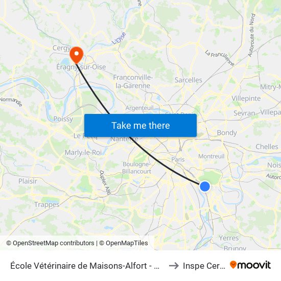 École Vétérinaire de Maisons-Alfort - Métro to Inspe Cergy map