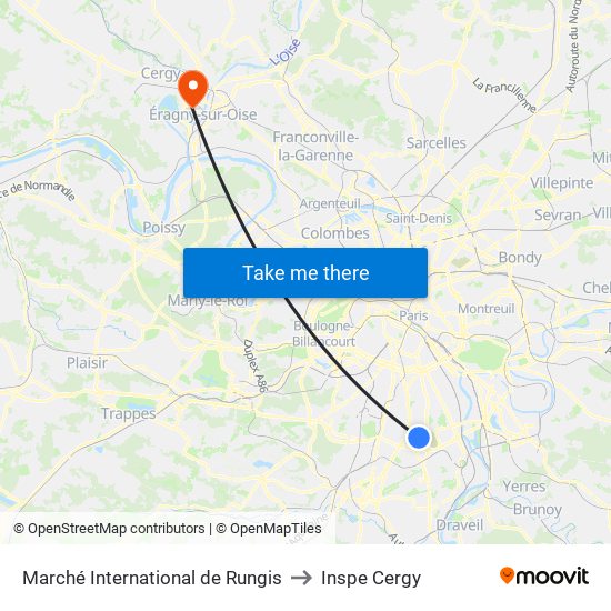 Marché International de Rungis to Inspe Cergy map