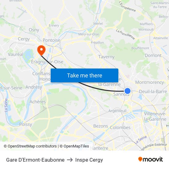 Gare D'Ermont-Eaubonne to Inspe Cergy map