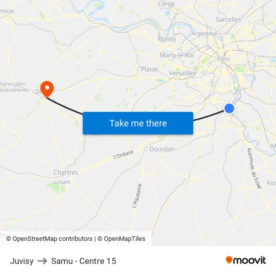 Juvisy to Samu - Centre 15 map