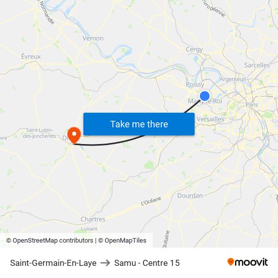 Saint-Germain-En-Laye to Samu - Centre 15 map