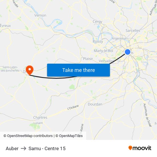 Auber to Samu - Centre 15 map