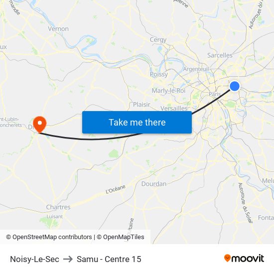 Noisy-Le-Sec to Samu - Centre 15 map
