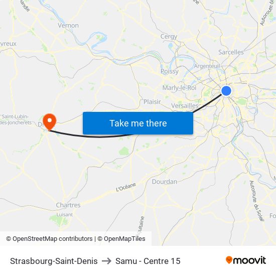 Strasbourg-Saint-Denis to Samu - Centre 15 map