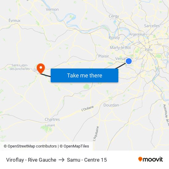 Viroflay - Rive Gauche to Samu - Centre 15 map