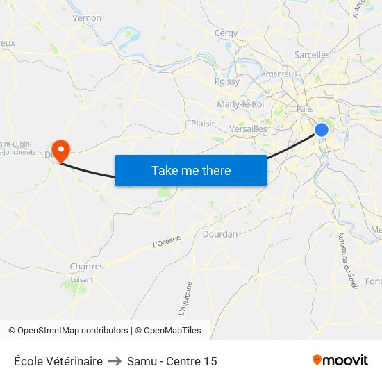 École Vétérinaire to Samu - Centre 15 map