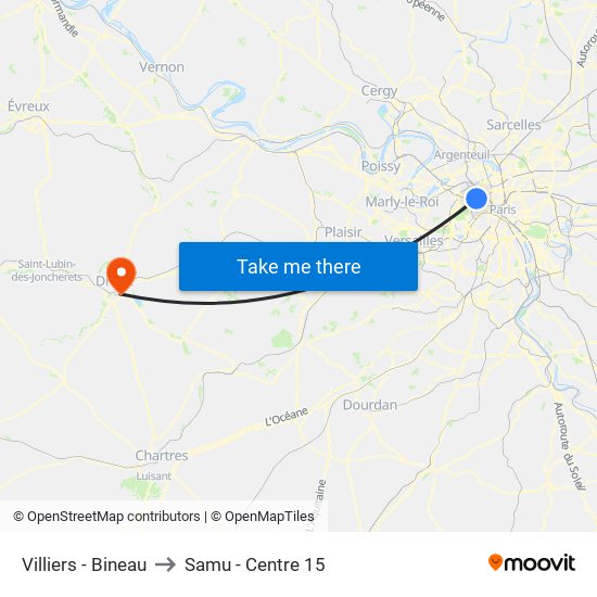 Villiers - Bineau to Samu - Centre 15 map