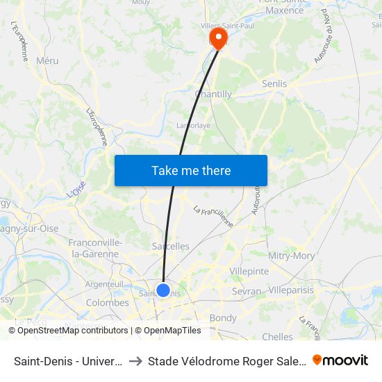 Saint-Denis - Université to Stade Vélodrome Roger Salengro map