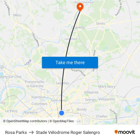 Rosa Parks to Stade Vélodrome Roger Salengro map
