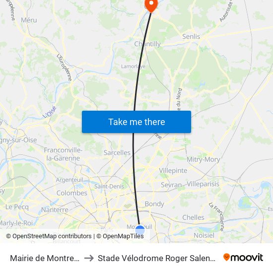 Mairie de Montreuil to Stade Vélodrome Roger Salengro map