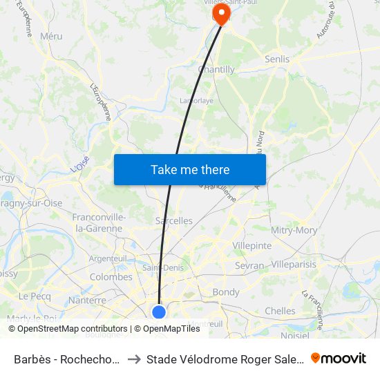 Barbès - Rochechouart to Stade Vélodrome Roger Salengro map