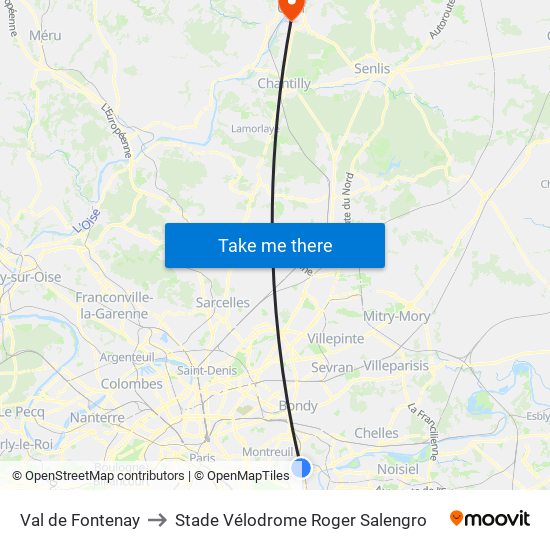 Val de Fontenay to Stade Vélodrome Roger Salengro map