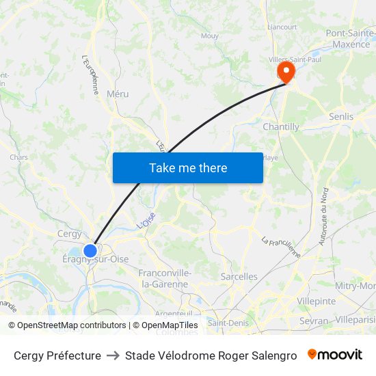 Cergy Préfecture to Stade Vélodrome Roger Salengro map