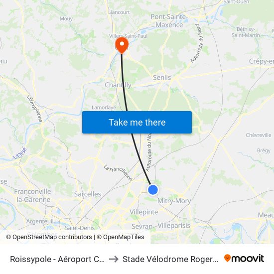 Roissypole - Aéroport Cdg1 (D3) to Stade Vélodrome Roger Salengro map