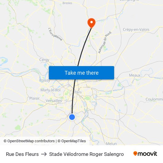 Rue Des Fleurs to Stade Vélodrome Roger Salengro map