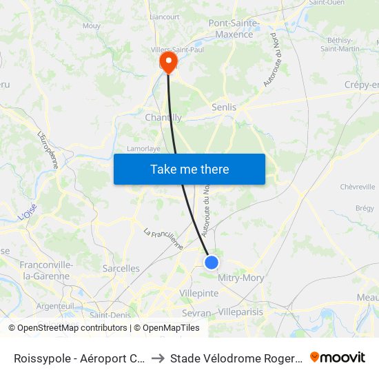 Roissypole - Aéroport Cdg1 (G1) to Stade Vélodrome Roger Salengro map