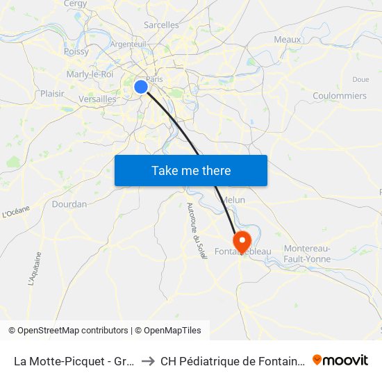 La Motte-Picquet - Grenelle to CH Pédiatrique de Fontainebleau map