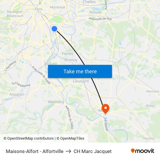 Maisons-Alfort - Alfortville to CH Marc Jacquet map