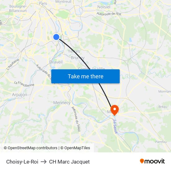 Choisy-Le-Roi to CH Marc Jacquet map