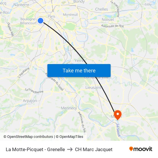 La Motte-Picquet - Grenelle to CH Marc Jacquet map