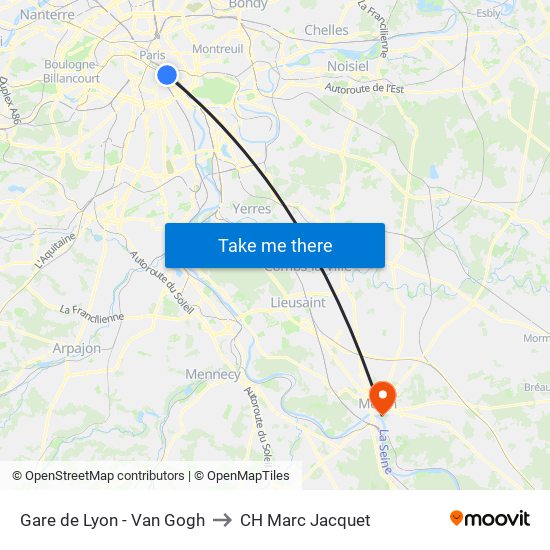 Gare de Lyon - Van Gogh to CH Marc Jacquet map